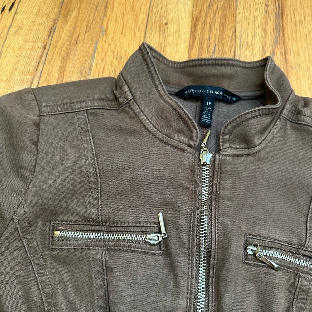 White House Black Market Brown Utility Peplum Jacket - Picture 4 of 5